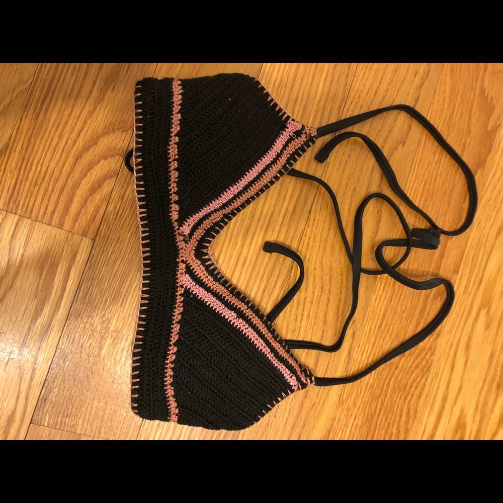 black knit bikini top